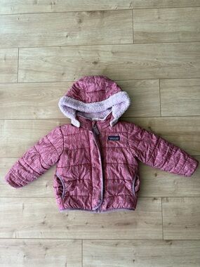 Patagonia Tribbles Reversible Jacket Toddler 2T Pink Sherpa Puffer Hood